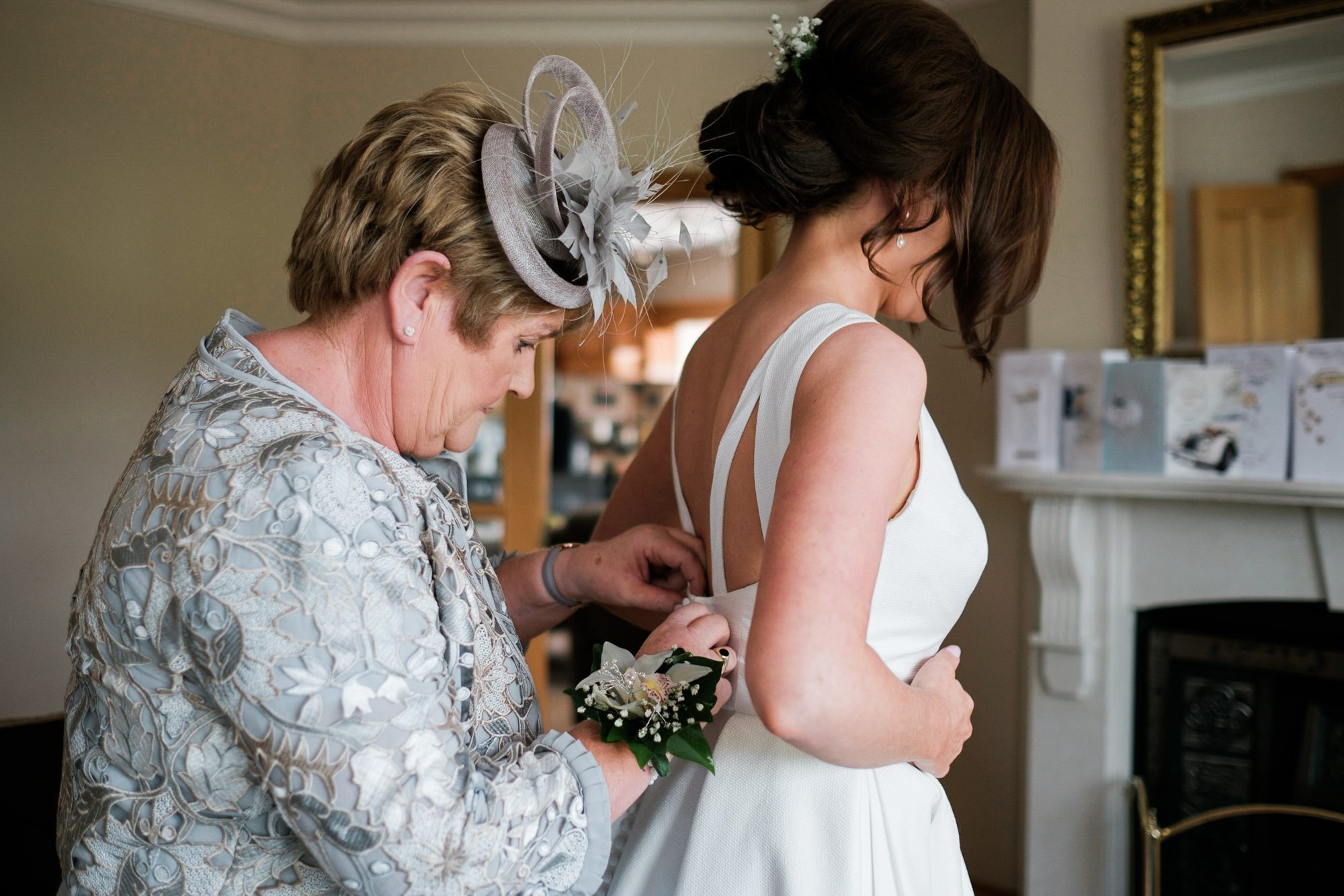 mum doing bride's buttons