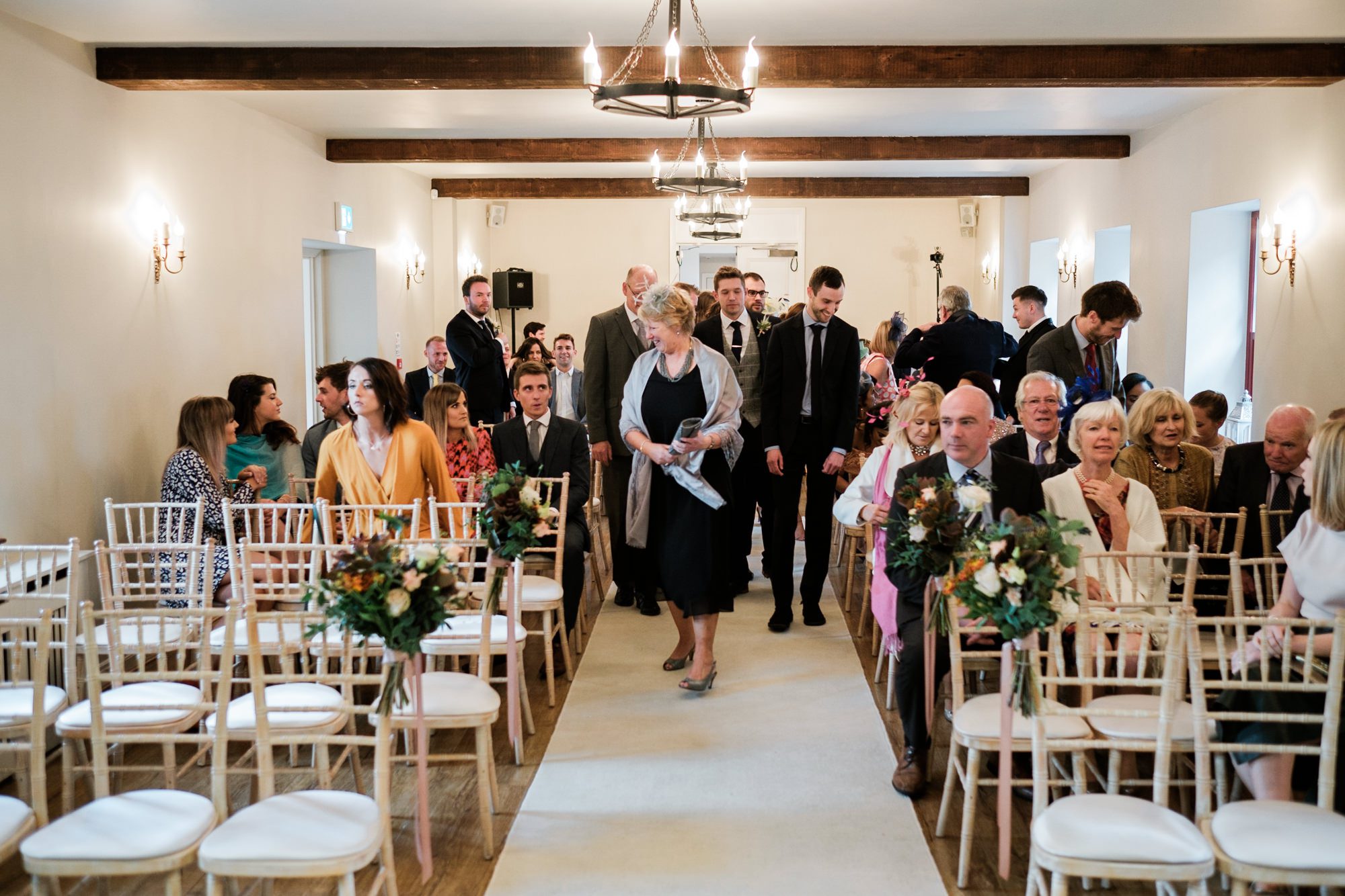 guests arriving to ceremony at Larchfield Estate