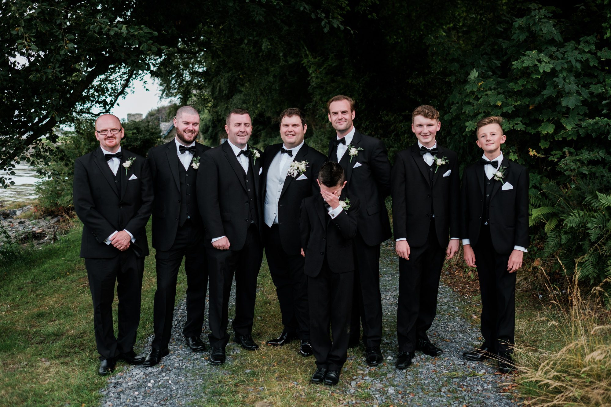 groom and groomsmen at old court chapel