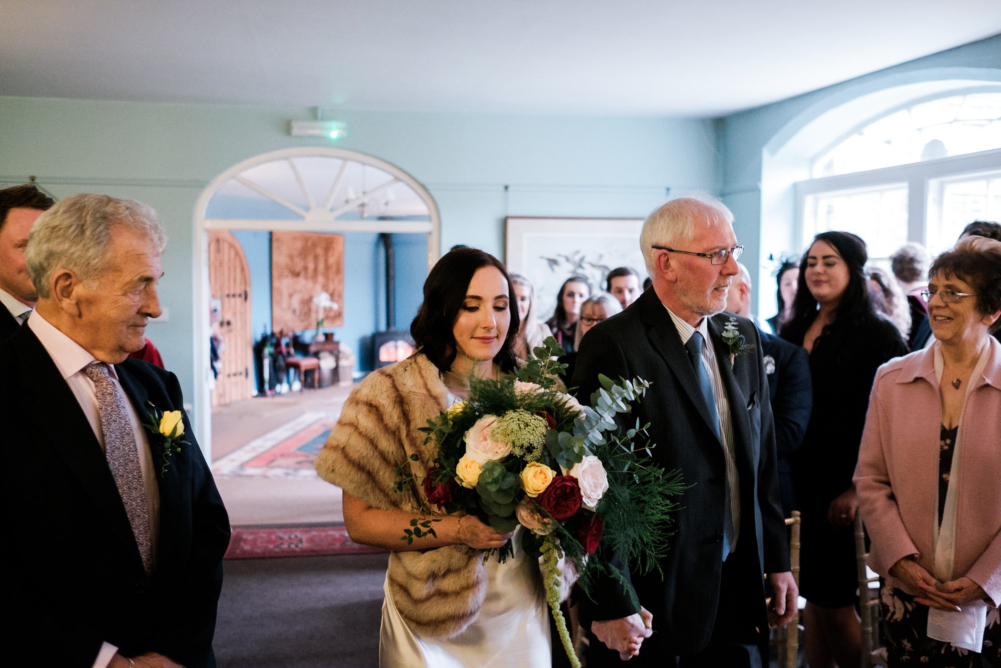 bride with her father at Lissanoure castle